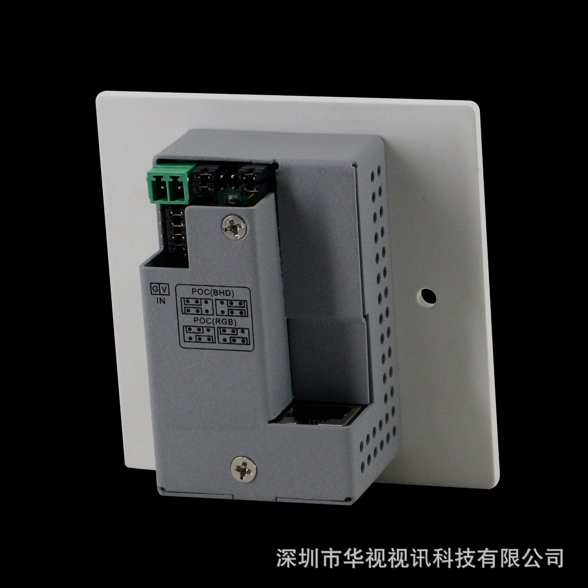 4K墙插式HDBaseT延长器70米，VGA，HDMI双输入接口 POC供电无压缩