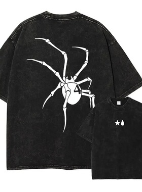 猎人t恤水洗做旧印花美式复古 奇犽短袖夏季宽松潮牌男装半袖