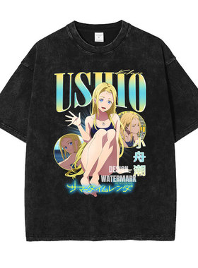 夏日重现t恤水洗做旧印花美式复古 小舟潮短袖夏季宽松男女同款