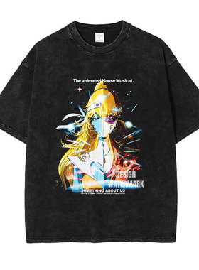 星际55555t恤水洗做旧印花美式复古 异星梦系统秘传短袖夏宽松男