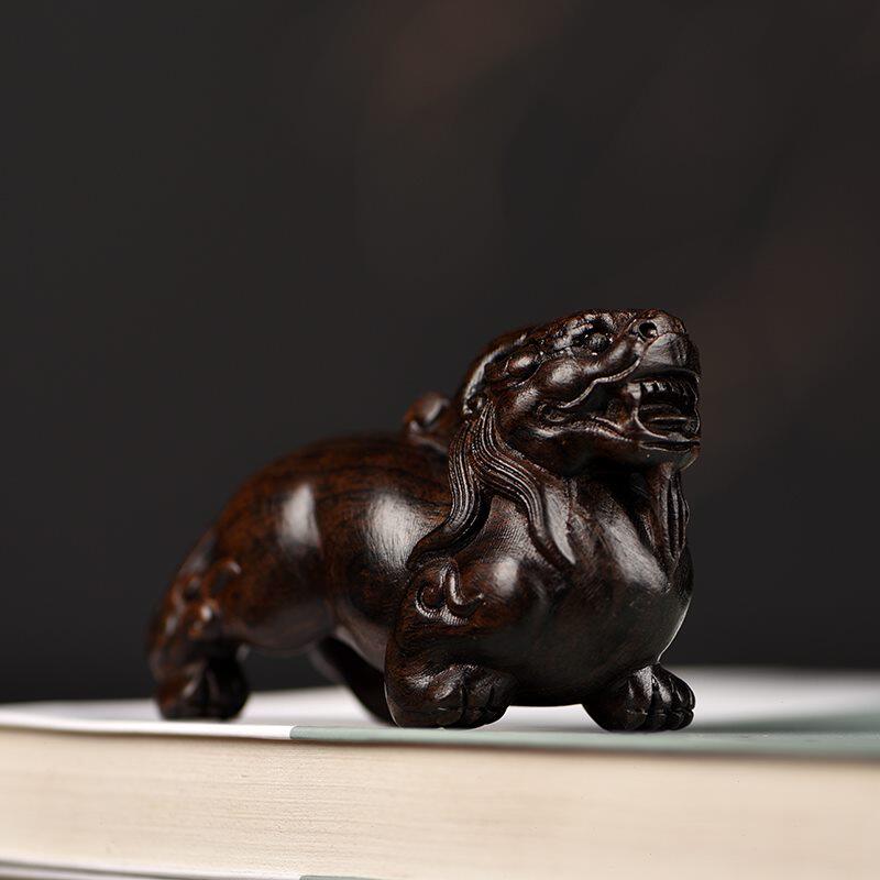 玄同  檀木小号汉代貔貅摆件血檀黑檀木雕工艺品家居摆饰装饰品