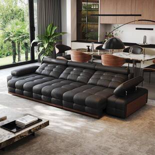 新款劳伦斯真皮电动沙发客厅智能控制可睡躺平功能一体两用沙发床