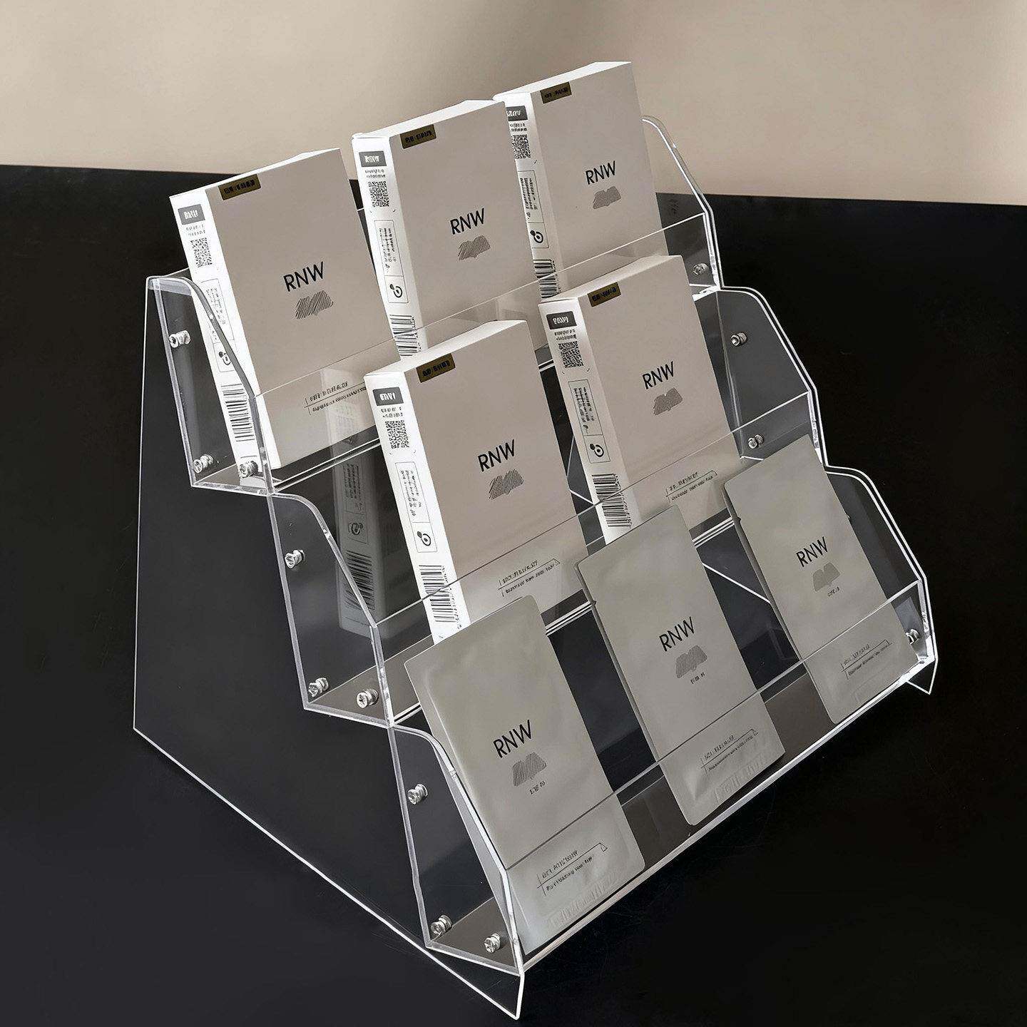 透明亚克力茶包展示架多层阶梯式文创陈列架倾斜文具店中性笔货架