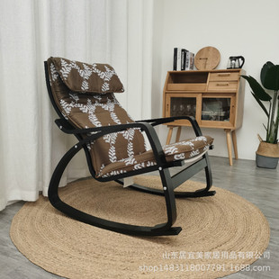 波昂摇椅黑框逍遥椅子阳台用摇摇椅午休椅老人躺椅客厅椅实木耐用