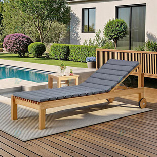 柚木户外躺椅酒店花园露天防腐实木泳池沙滩躺床庭院别墅休闲家具