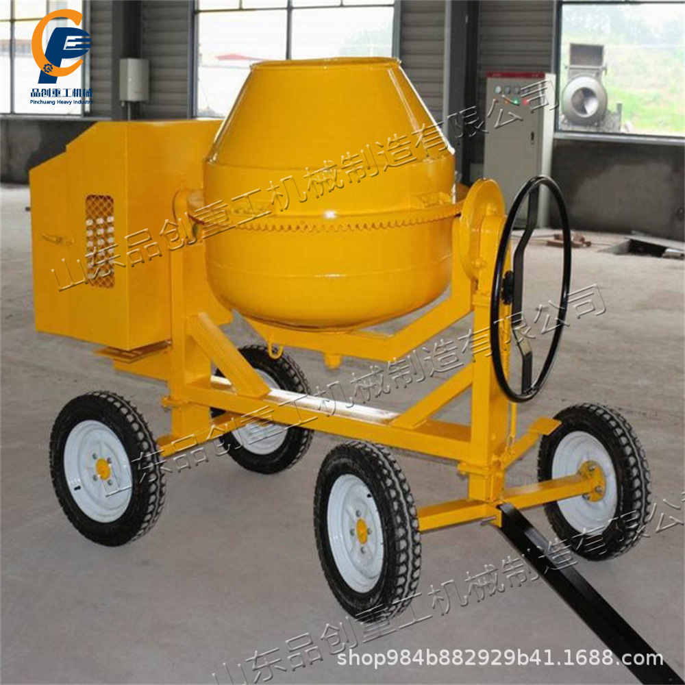 道路工程砼混合机器 混凝土滚筒拌和装置 中小型移动式汽油搅拌机