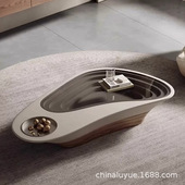 轻奢意式 极简现代异形简约新款 茶几客厅家用小户型设计师创意深渊