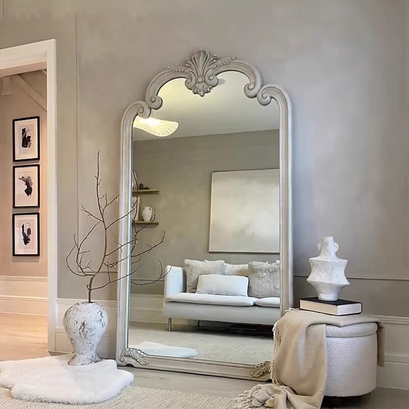 法式复古落地全身镜欧式雕花穿衣镜子衣帽间服装店试衣镜炉装饰镜