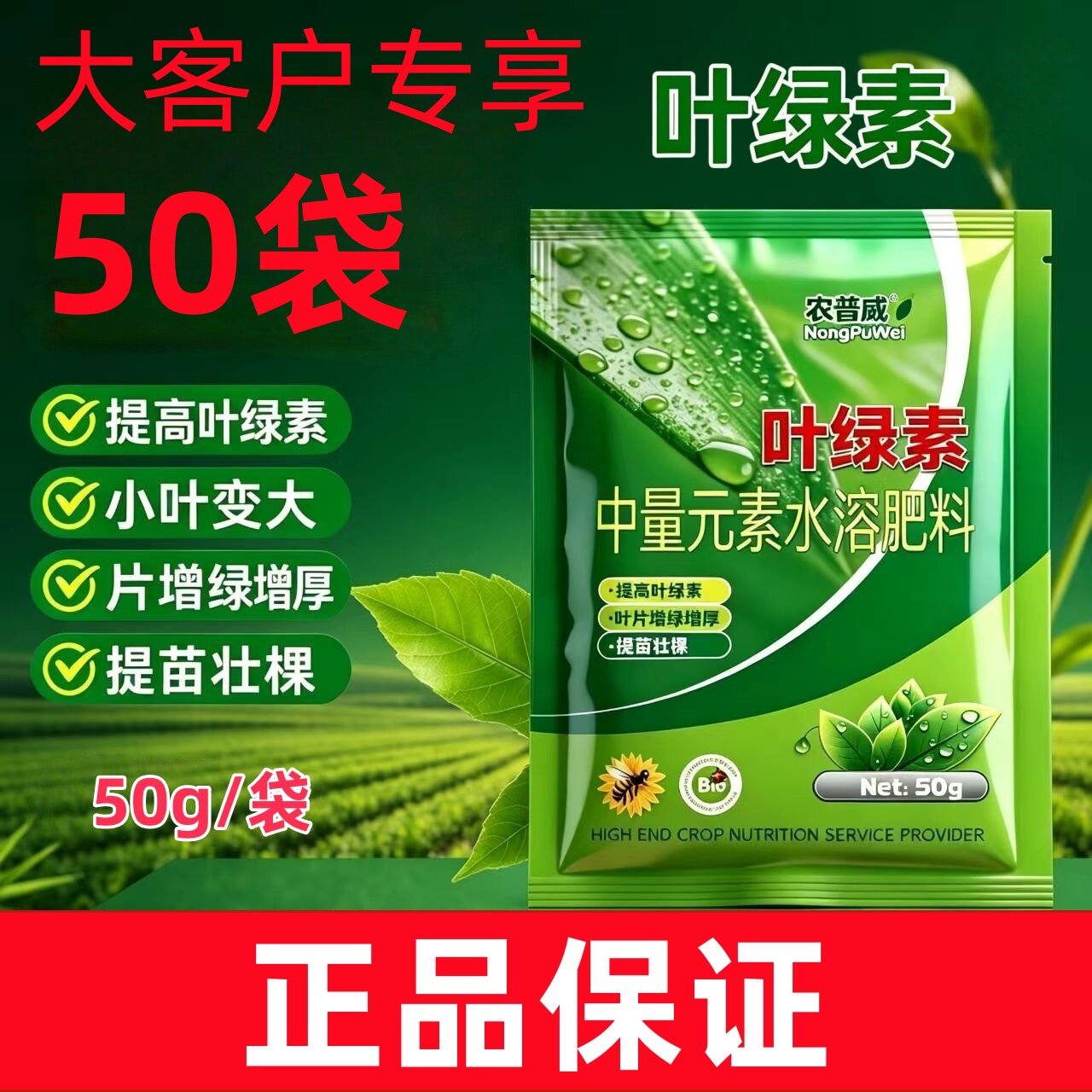 【正品保证】叶绿素水溶肥瓜果蔬菜苗木提苗壮棵增绿增厚叶面肥