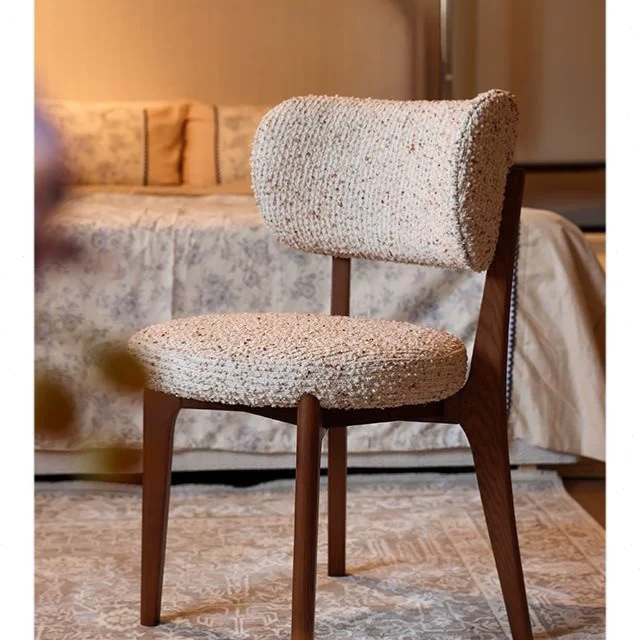 乐家家具lily椅法式复古奶油风高级不带扶手餐椅客厅单椅轻奢欧式