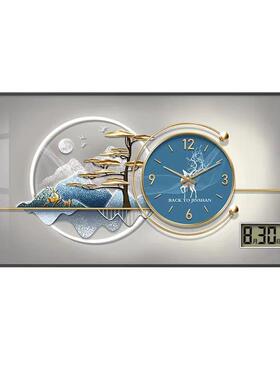 轻奢新款现代餐厅装饰画家用万年历钟表客厅背景墙电子挂钟画