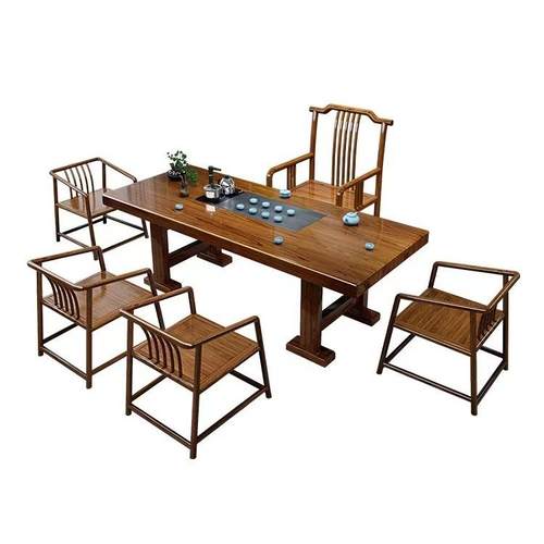 大板茶台实木茶桌椅组合原木禅意功夫简约现代家用办公室