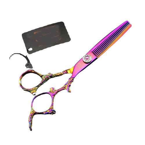 6.0寸粉色怪龙柄美发剪刀理发剪平剪牙剪打薄XL2-0401