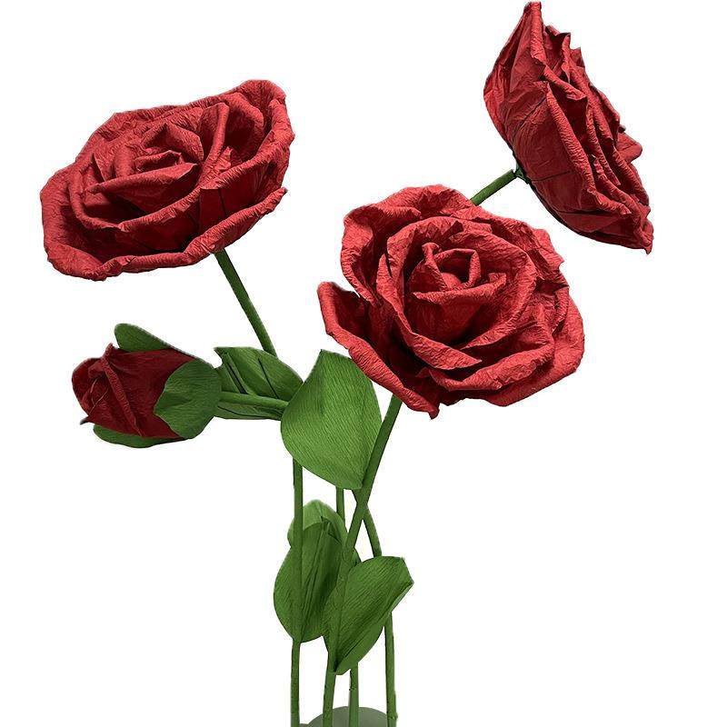 巨型立体玫瑰纸花网红橱窗美陈布置商场陈列摆件婚礼背景装饰花艺