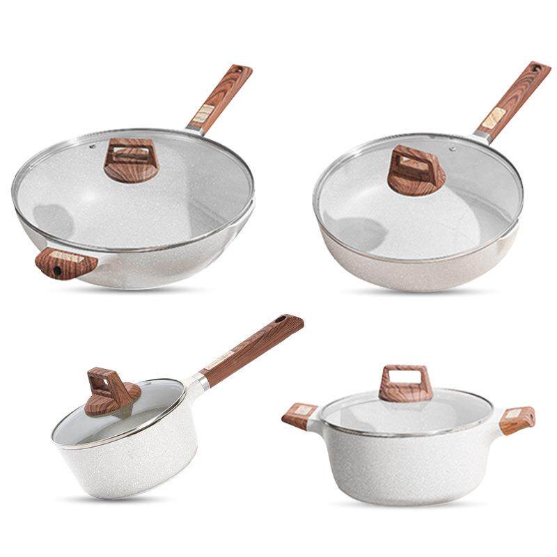 锅具套装全套家用厨具三件套电磁炉通用炒锅不沾锅汤锅平底锅组合