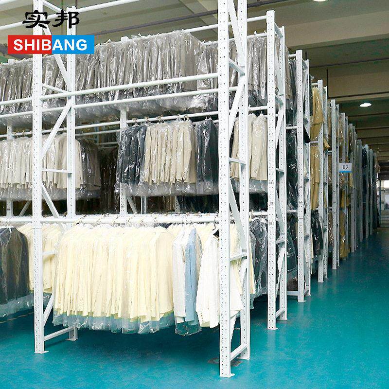 库房圆管服装挂衣架蓝色仓储挂衣服货架服装店展示架仓库库房