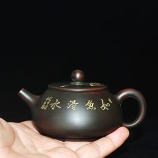 广西纯手工钦州坭兴陶茶壶原矿单壶石瓢家用茶具陶壶窑变古铜色
