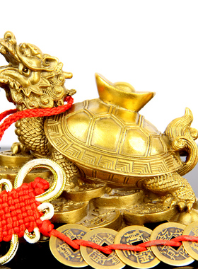 速发 元 铜器龟摆件朴铜龙龟摆件配五钱