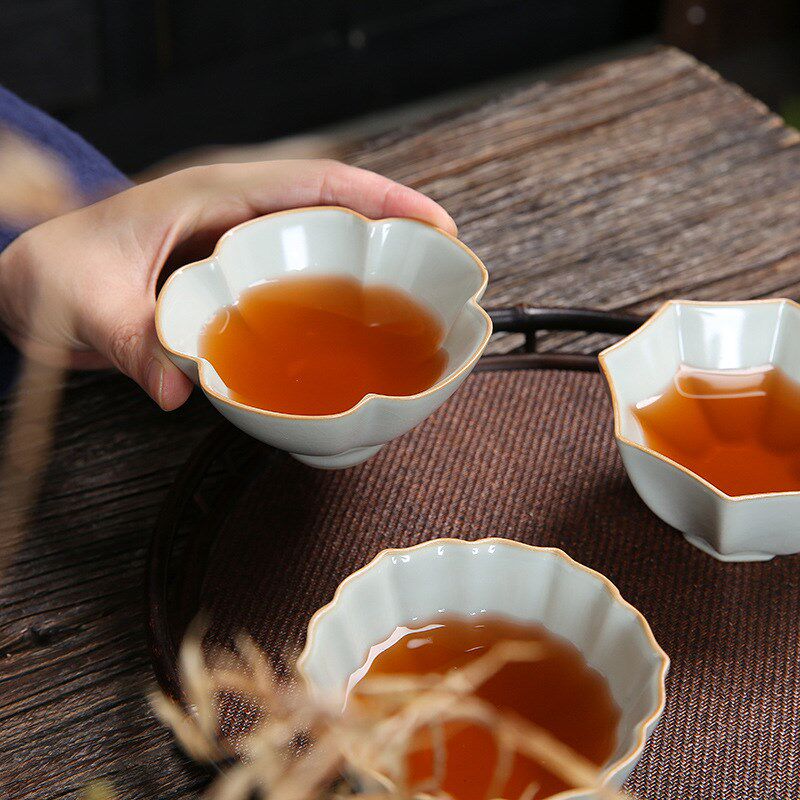 速发手工汝窑用夫茶家主人茶杯单个可养开片异形杯具功品茗杯茶盏