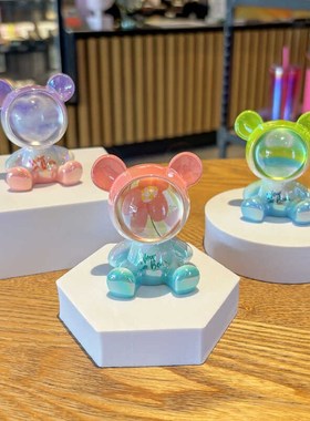 速发果冻梦变渐幻熊可爱内件创意精致室摆家居办公桌装饰礼品