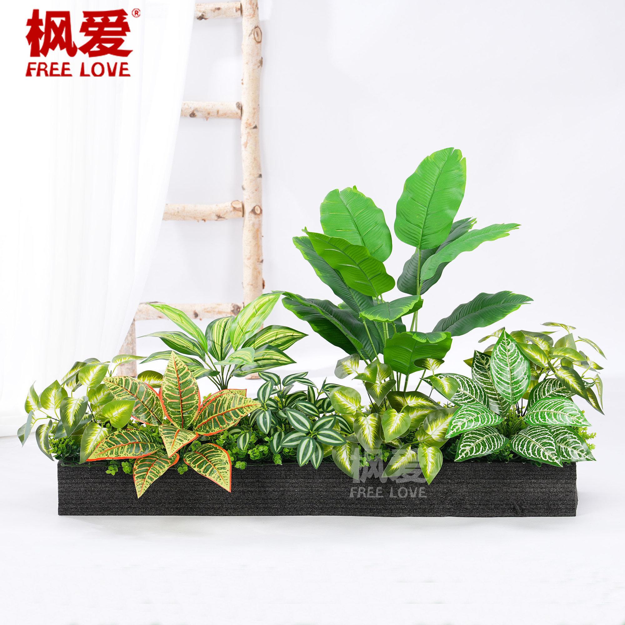 速发绿植隔断栏景植物摆件栅假花箱花槽户外装饰塑料仿生造花组合
