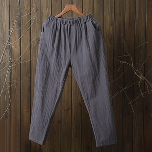 松分腰子 麻哈伦裤 速发文艺宽松大码 棉麻九紧亚秋裤