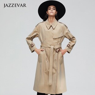 速发华其色风衣嘉泽卡202新款秋金属按甸环装饰棉质嘎巴扣风衣