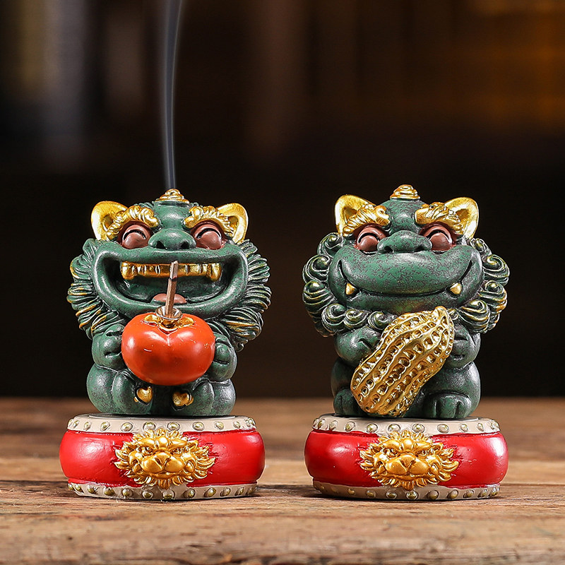 速发好柿 花生缸潮可茶风狮爷茶桌爱宠鱼国造景装饰品摆件