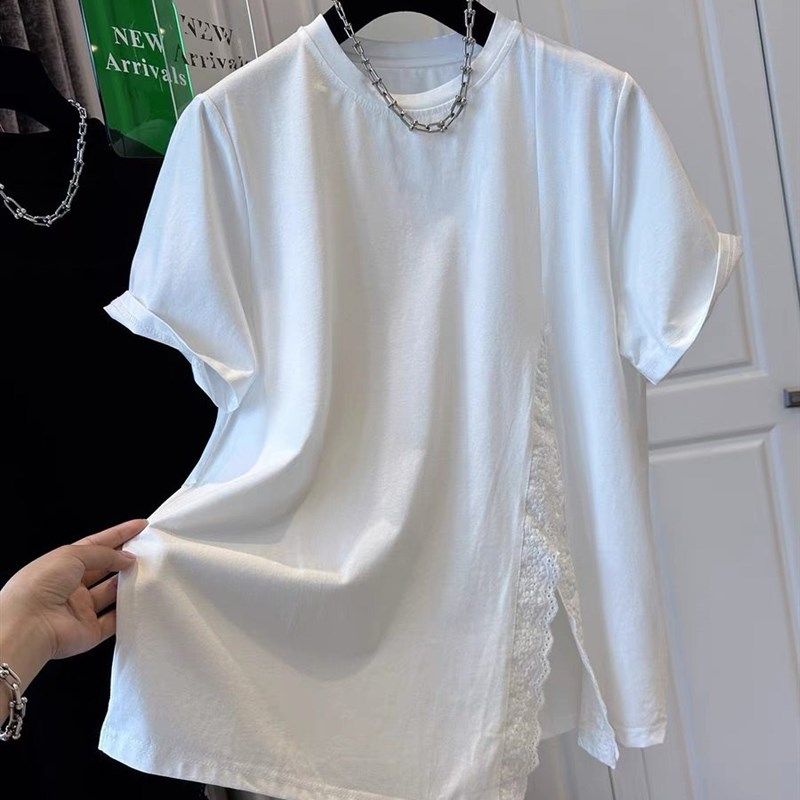 速发zdm大码00丝恤斤不规则开叉T蕾宽松大版百搭上衣,女装/女士精品,大码内搭,淘宝优惠券,粉丝福利购,淘宝优惠卷