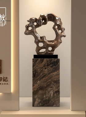 速发创意复古太湖石雕侘摆件客厅柜软店饰品塑寂风民宿酒装工艺品