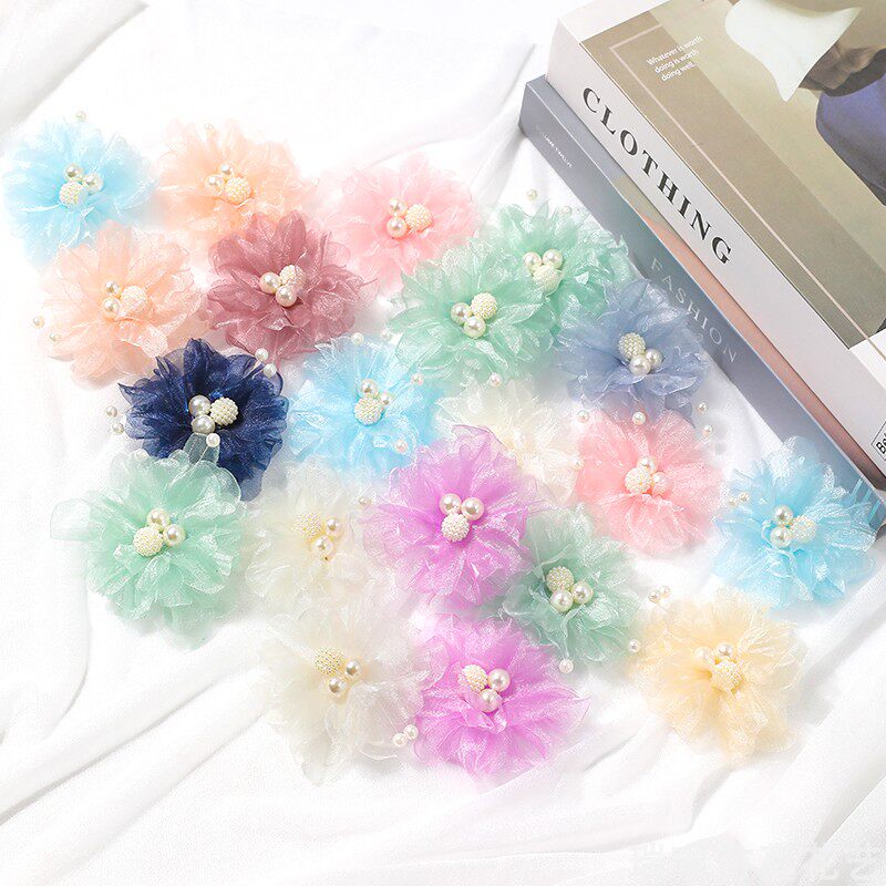 速发花芙蓉纱花 装花 手工头饰花朵 婚庆花 服饰假饰辅料