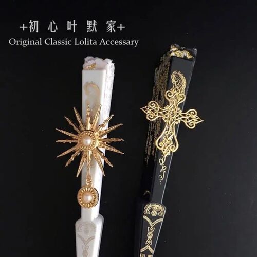 现货速发复古宫廷风lita手作烫金折扇华丽欧式塔茶话会漫展道具扇