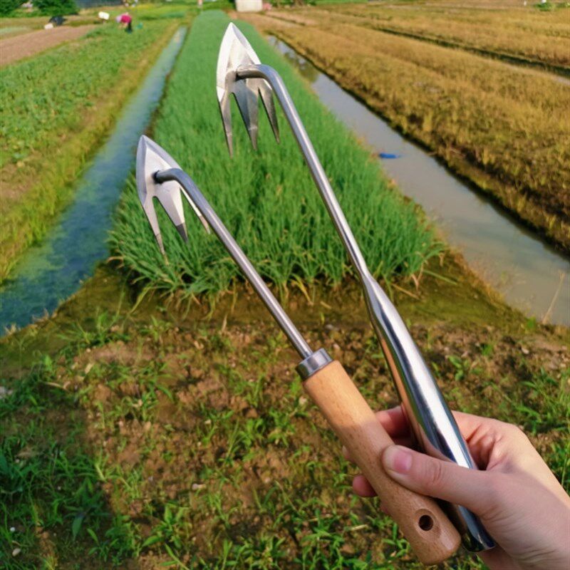 现货速发除草神器连根工具农村人工翻土松土农用铁耙子手动清理杂