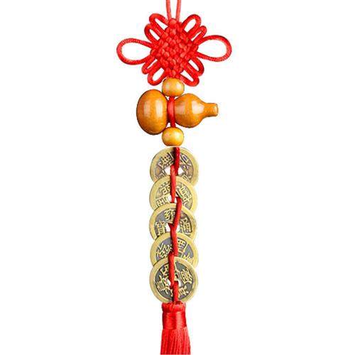 现货速发五钱葫芦挂件解决门对门吉祥结挂件家居饰品五铜钱摆件