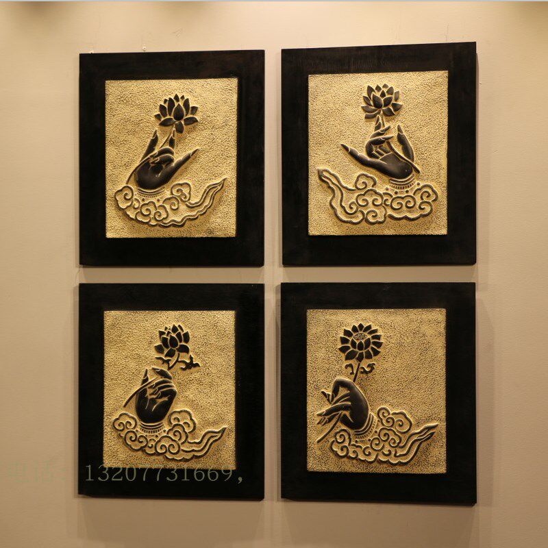 现货速发中式复古禅意家居装饰画 工艺品 浮雕挂件壁饰 佛手墙饰