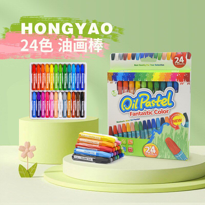 现货速发六角油画棒12色6色儿童绘画笔幼儿园美术机构重彩油性蜡