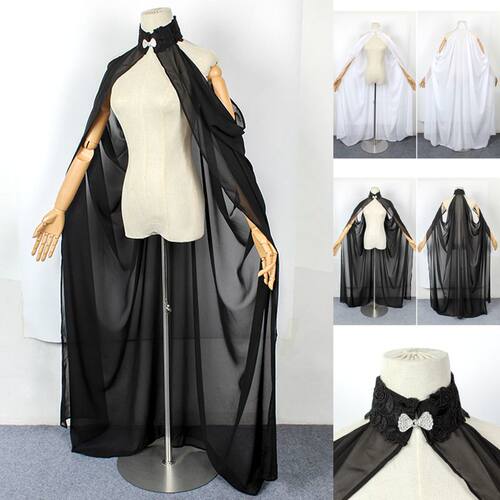 现货速发Wo diev Fry Shawl C Chiffo Goth Wca Robe Bl