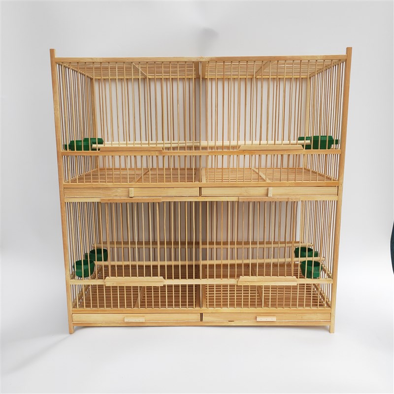 速发鸟笼四格竹制排结绣眼玉鸟颠颏麻料纯笼工制作手实耐用