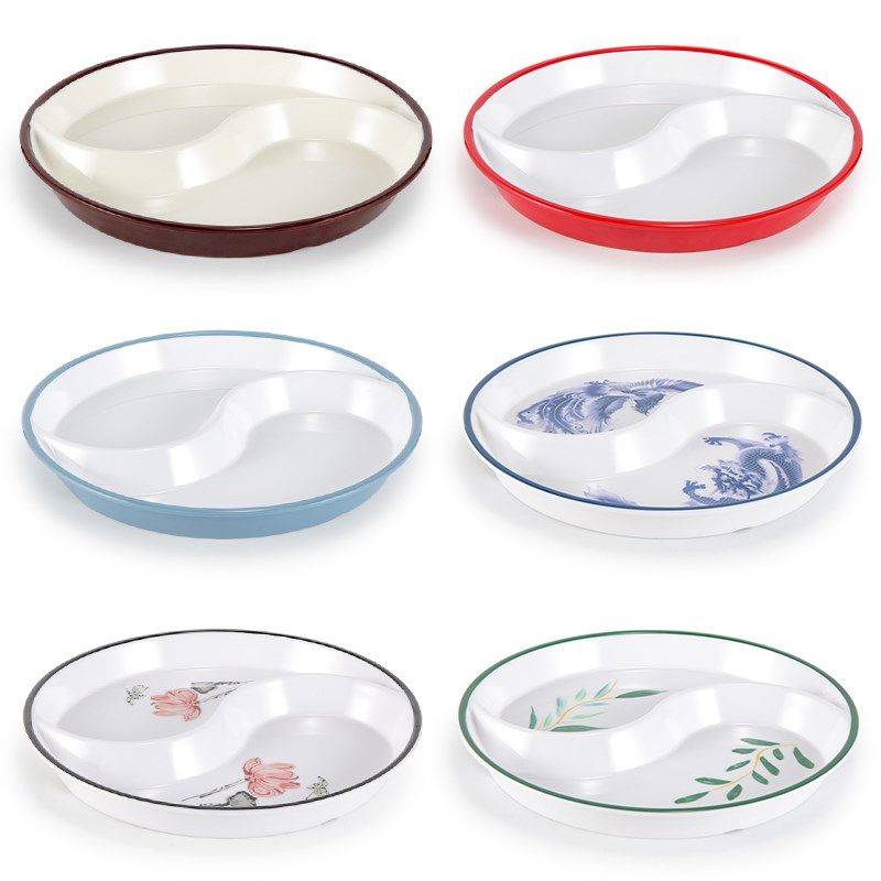 速发密胺分格盘子两格双隔太极菜盘分餐盘双料盘餐鸳鸯盘塑拼碟子,餐饮具,盘,淘宝优惠券,粉丝福利购,淘宝优惠卷