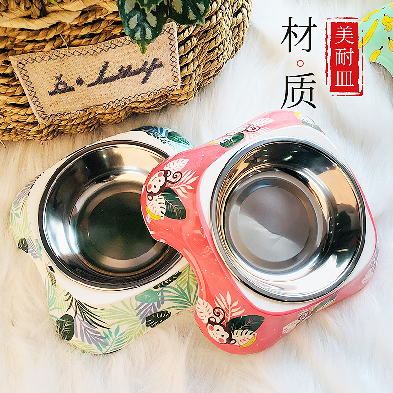 速发不锈钢狗碗单碗食滑双碗猫碗盆型犬饭小可爱防打翻用品狗防盆