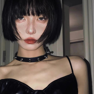 速发小学苗一刀切假发短发全头套黑色发发齐刘海波波鱼生头直型