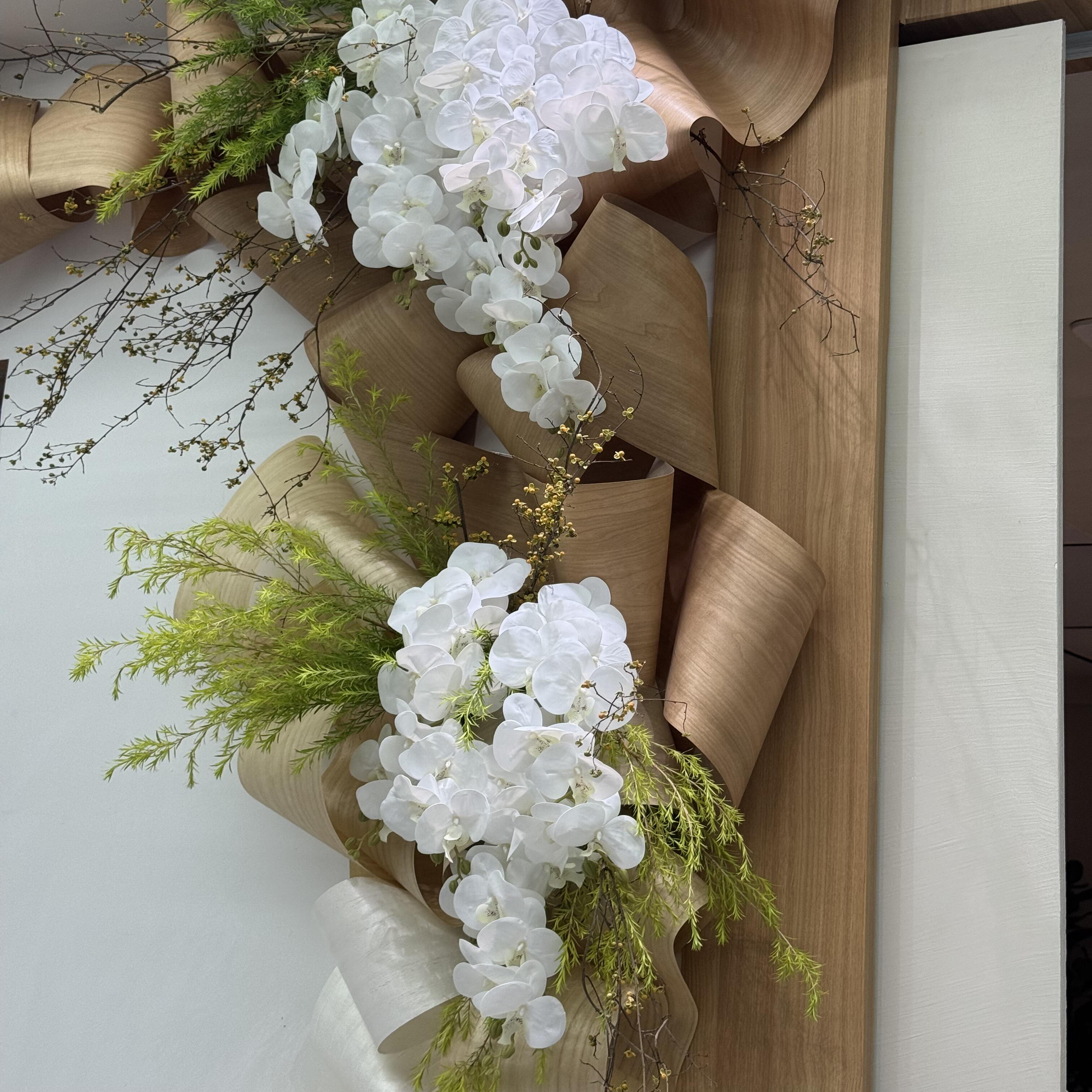 自然树皮花艺装置秋冬新装橱窗花