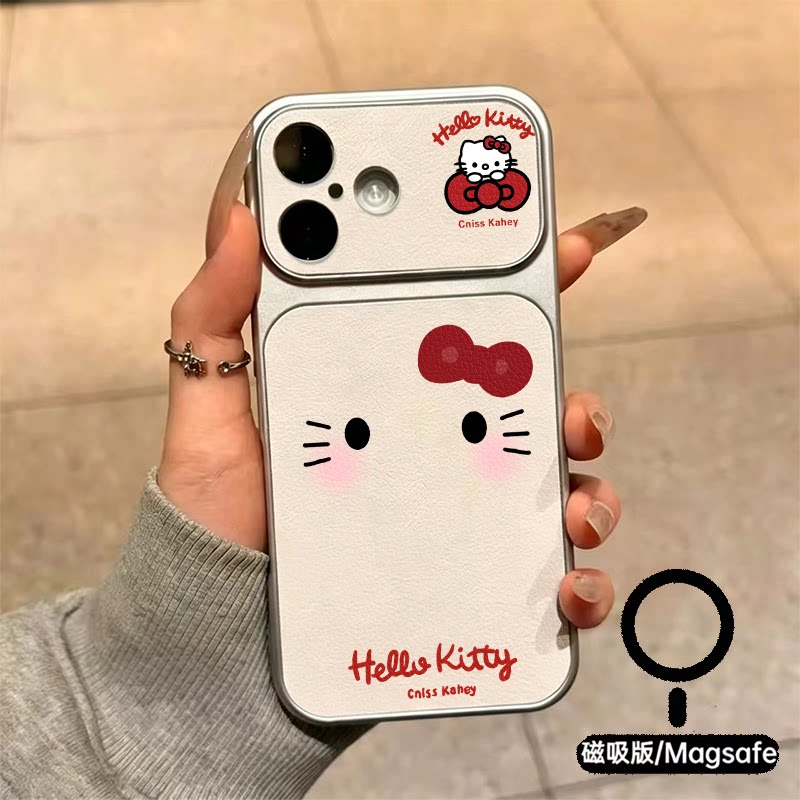 简约大脸凯蒂猫手机壳温柔软萌甜妹苹果18promax新款手机壳iPhone air/17pro/15plus14小羊皮13pro手机套冰感