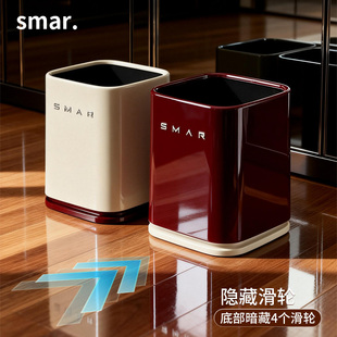 带滑轮垃圾桶家用客厅卧室高颜值奶油风可移动废纸篓大容量卫生桶