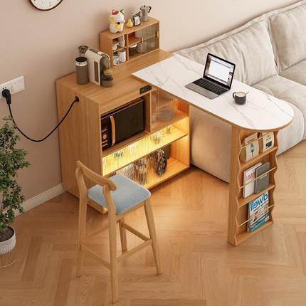 。日式伸缩折叠餐桌吧台桌一体小户型家用客厅隔断柜现代简约餐边