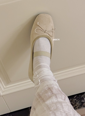 DCYI白色蝴蝶结芭蕾舞鞋女法式软底浅口平底红色玛丽珍鞋黑色单鞋