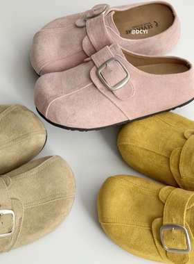 DCYI勃肯鞋女半托厚底增高软底小个子单鞋外穿懒人拖鞋粉色包头拖