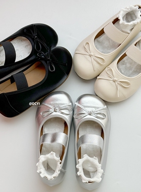 DCYI 内增高5cm银色玛丽珍单鞋女厚底法式黑色芭蕾舞鞋白色小皮鞋