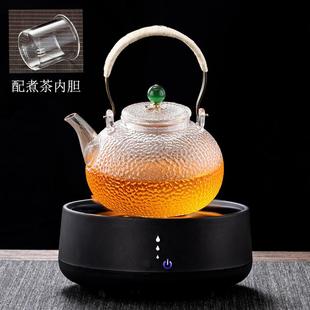耐高温锤纹玻璃煮茶器煮茶炉提梁煮茶壶烧水泡茶养生壶电陶炉套装