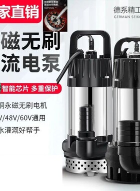 直流潜水泵不锈钢高扬程48V60V72V电瓶车农田灌溉抽水无刷直流泵